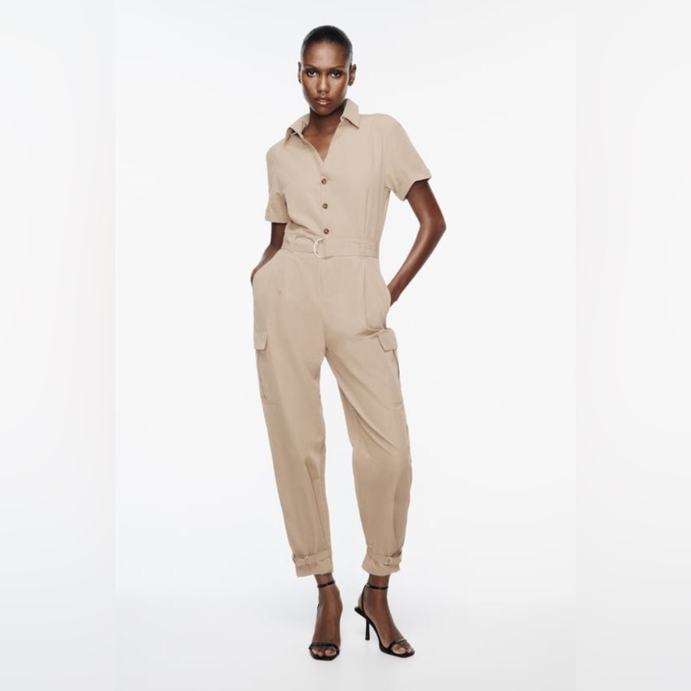 Zara Belted Cargo Jumpsuit NWT